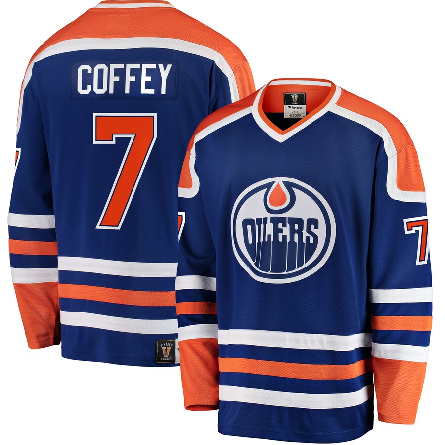 Men's Edmonton Oilers Paul Coffey Fanatics Branded Blue Premier Breakaway Retired Player Jersey - ujerseystore