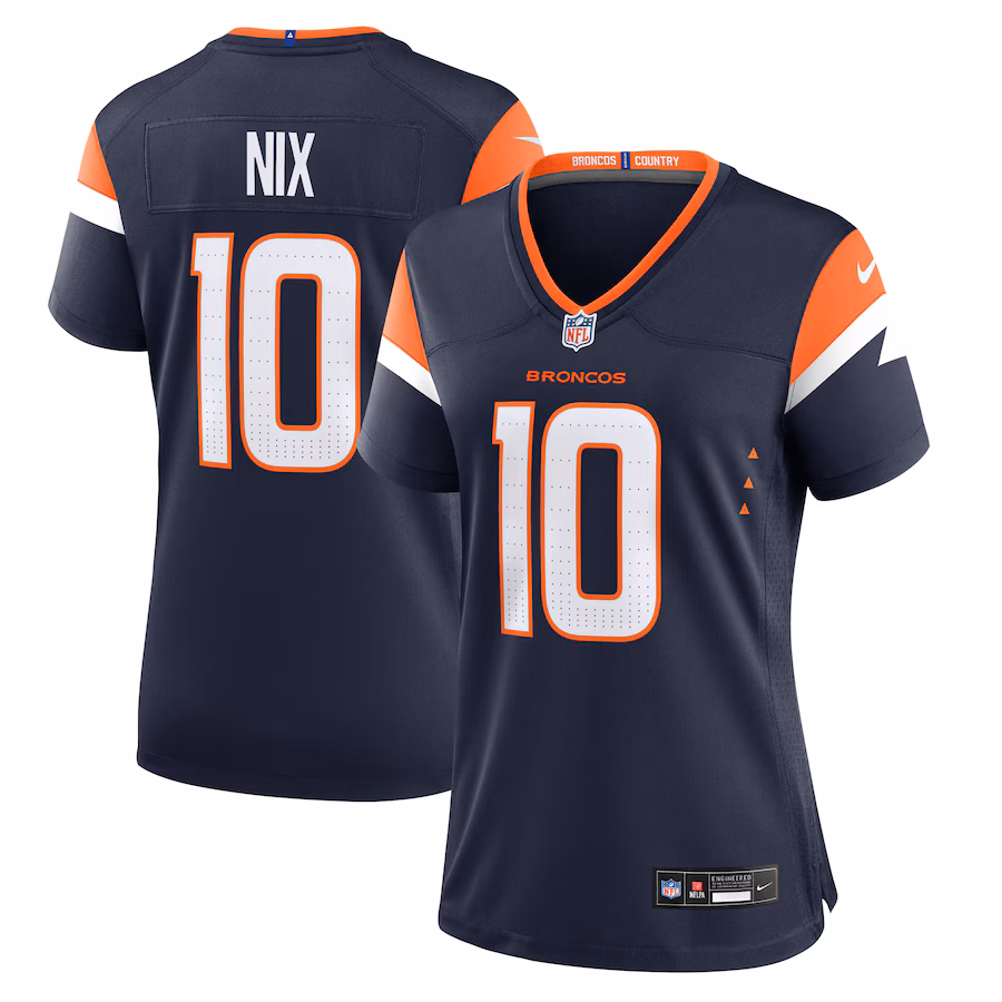 Women's Denver Broncos Bo Nix Nike  Navy Alternate Game Jersey - ujerseystore