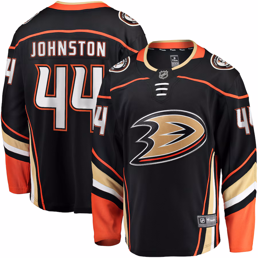 Men's Anaheim Ducks Ross Johnston Fanatics Black Home Premier Breakaway Player Jersey - ujerseystore