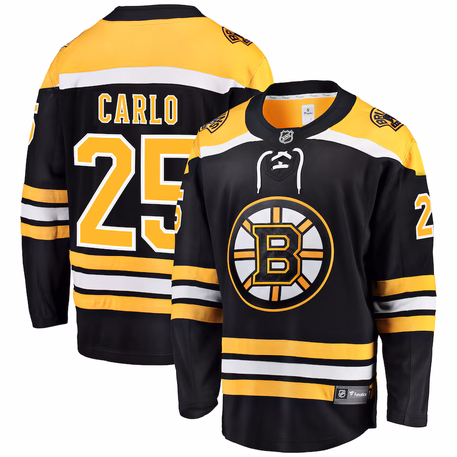 Men's Boston Bruins Brandon Carlo Fanatics Black Home Breakaway Player Jersey - ujerseystore