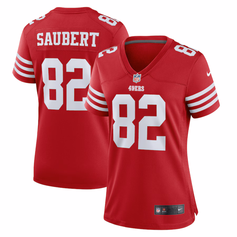 Women's San Francisco 49ers Eric Saubert Nike  Scarlet Team Game Jersey - ujerseystore
