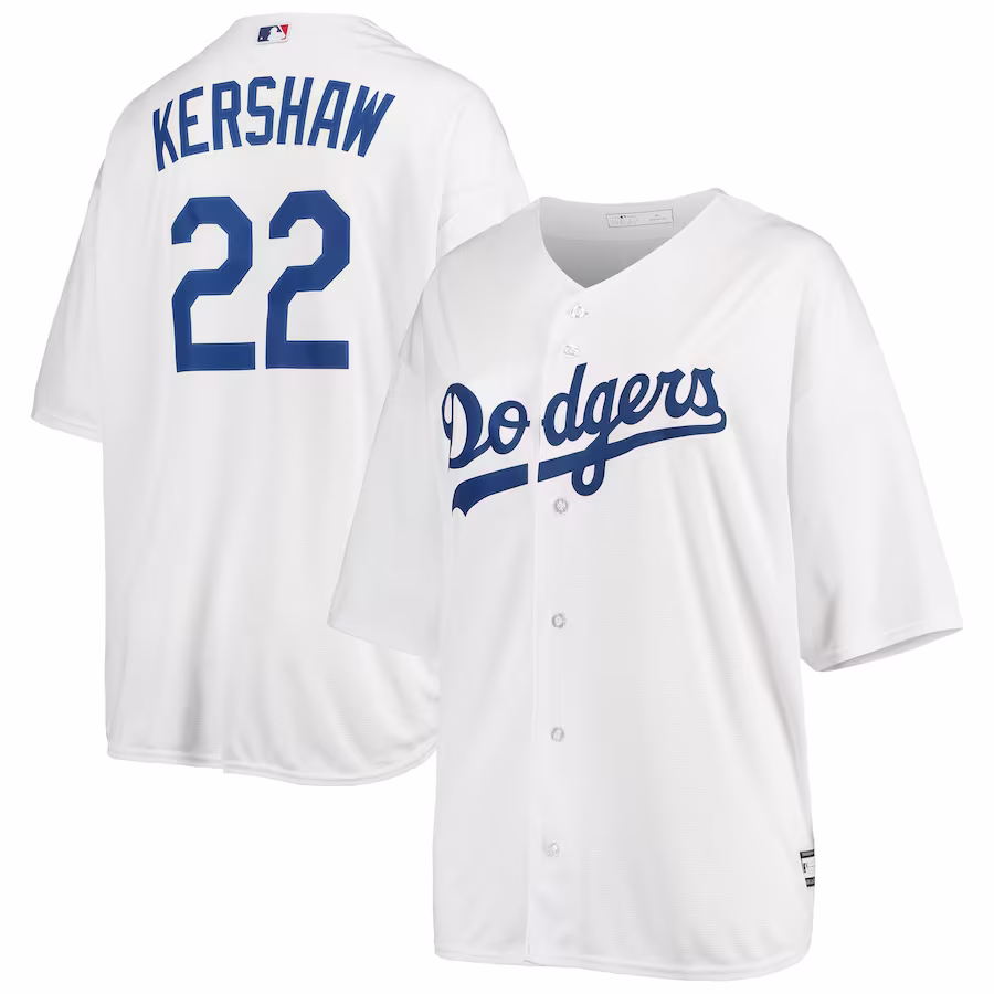Women's Los Angeles Dodgers Clayton Kershaw White Plus Size Replica Player Jersey - ujerseystore