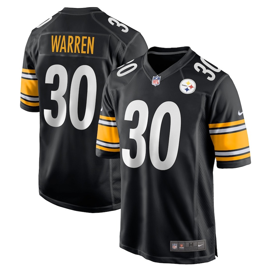 Men's Pittsburgh Steelers Jaylen Warren Nike Black Game Player Jersey - ujerseystore
