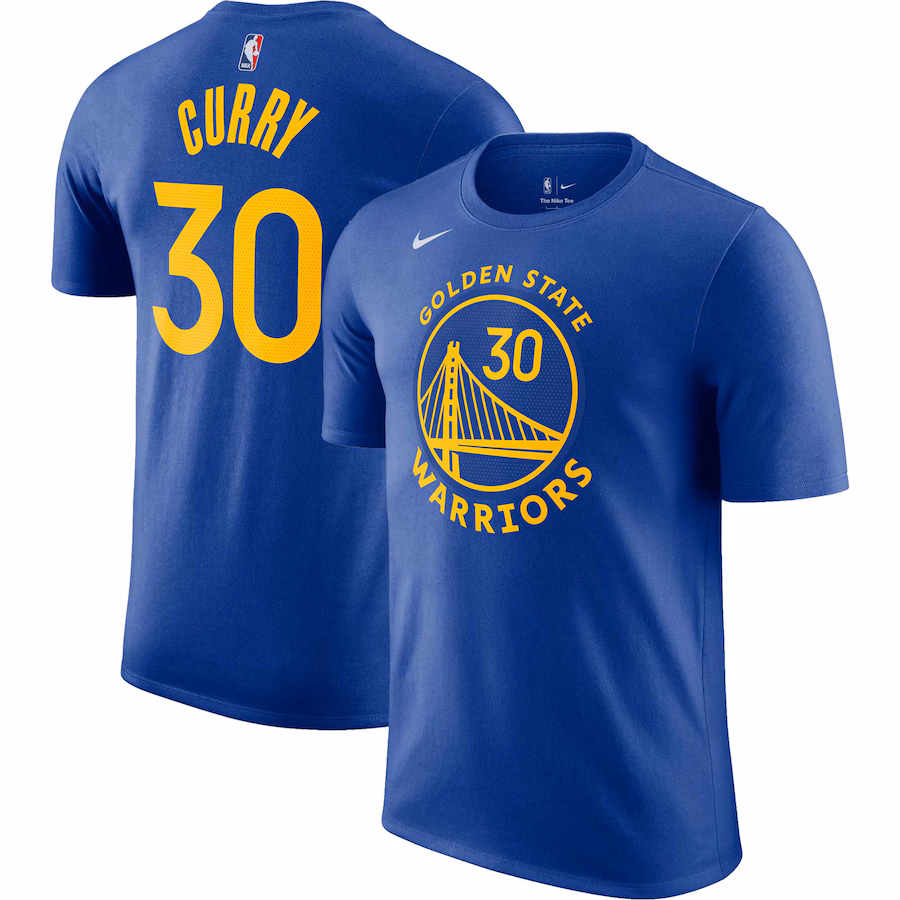 Men's Golden State Warriors Stephen Curry Nike Royal Icon 2022/23 Name & Number T-Shirt - ujerseystore