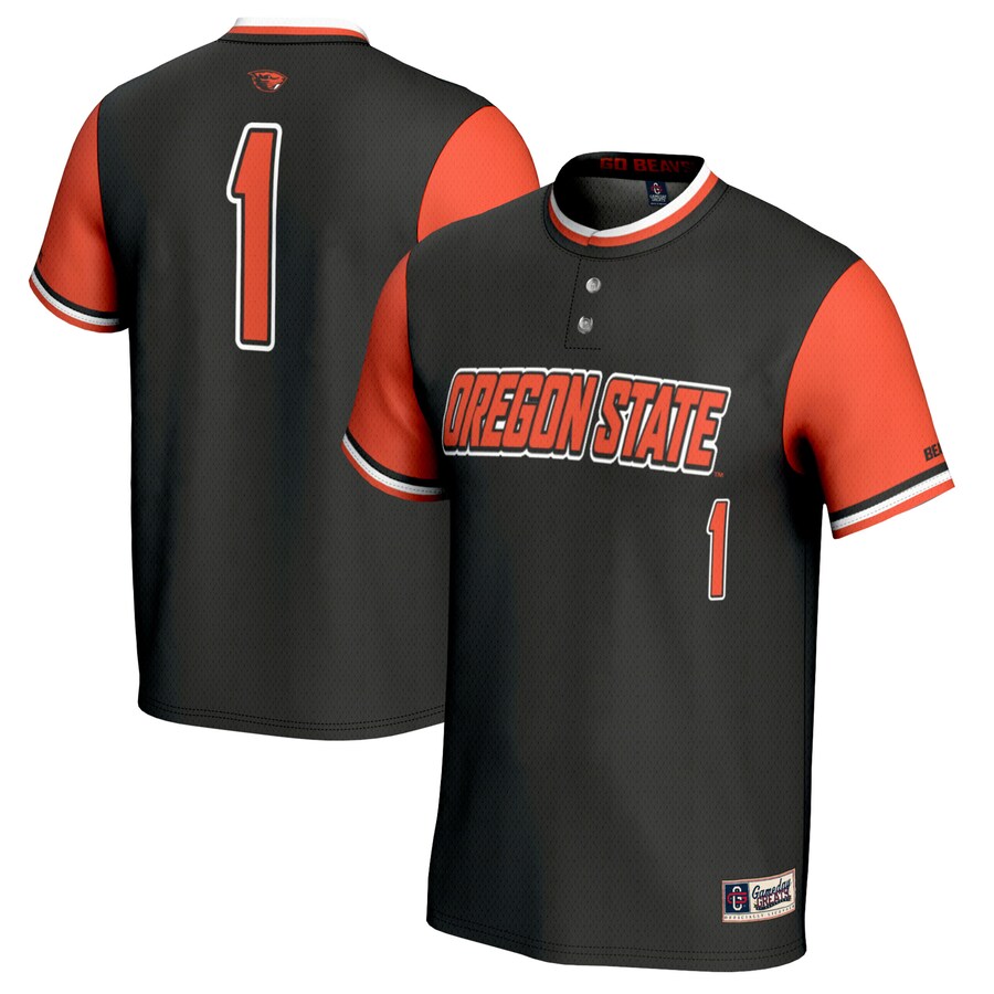 #1 Oregon State Beavers GameDay Greats Unisex Softball Fashion Jersey - Black - ujerseystore