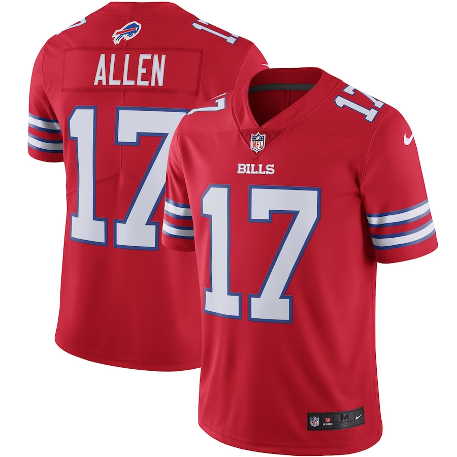 Men's Buffalo Bills Josh Allen Nike Red Color Rush Vapor Limited Jersey - ujerseystore