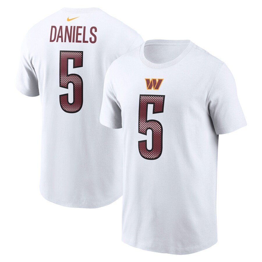 Men's Washington Commanders Jayden Daniels Nike White Name & Number T-Shirt - ujerseystore