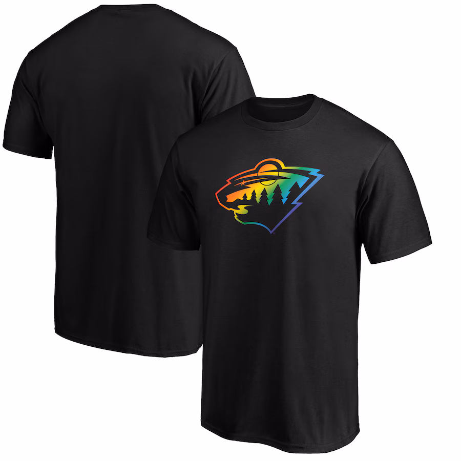 Men's Minnesota Wild Black Team Pride Logo T-Shirt - ujerseystore