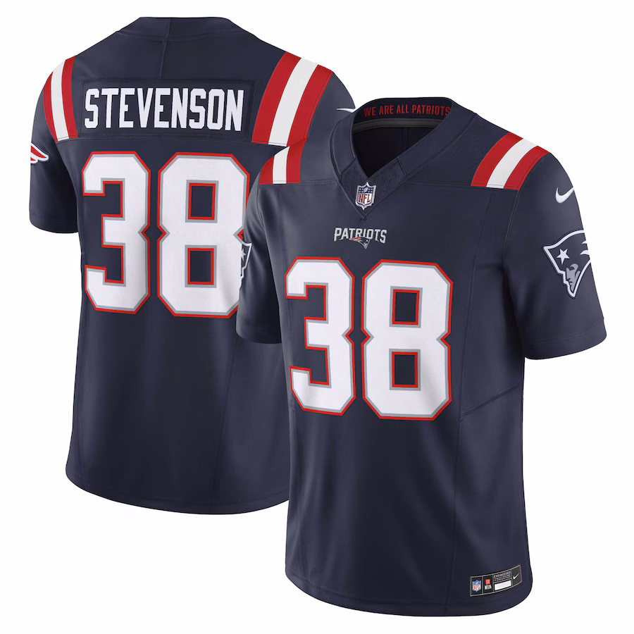 Men's New England Patriots Rhamondre Stevenson Nike Navy Vapor F.U.S.E. Limited Jersey - ujerseystore