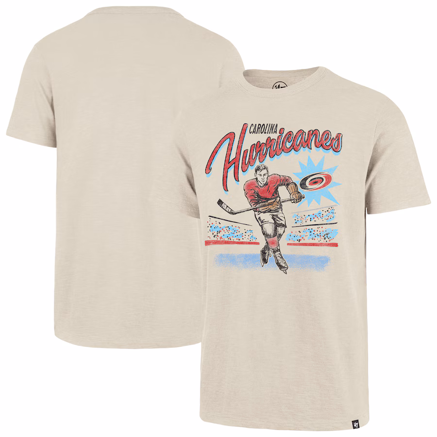 Men's Carolina Hurricanes '47 Natural Hockey Player Golden Age Scrum T-Shirt - ujerseystore