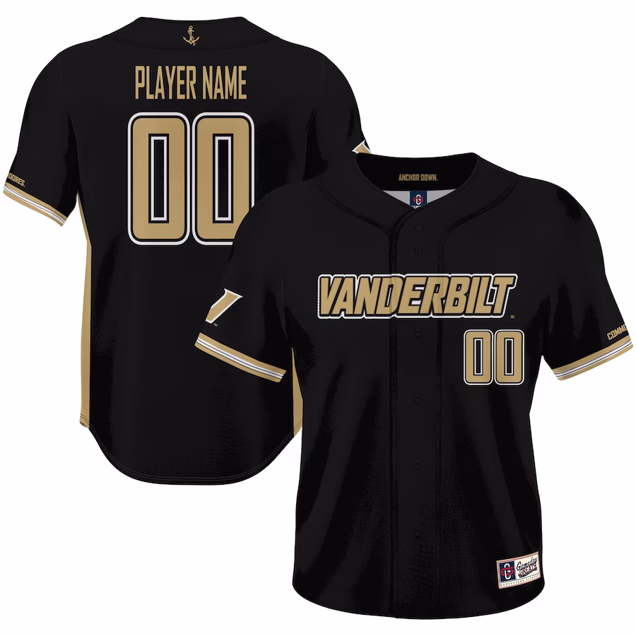 Vanderbilt Commodores GameDay Greats NIL Pick-A-Player Lightweight Baseball Jersey - Black - ujerseystore