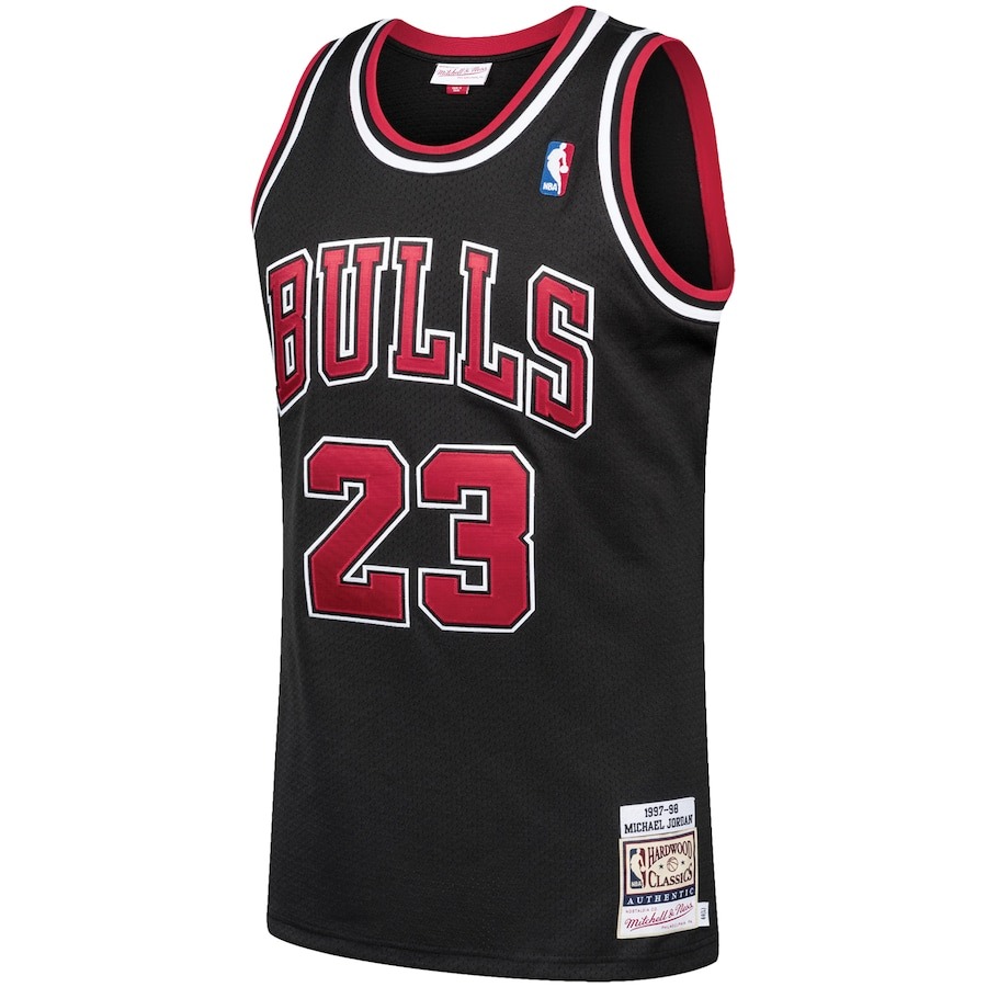 Men's Chicago Bulls Michael Jordan Mitchell & Ness Black 1997/98 Hardwood Classics Authentic Jersey - ujerseystore