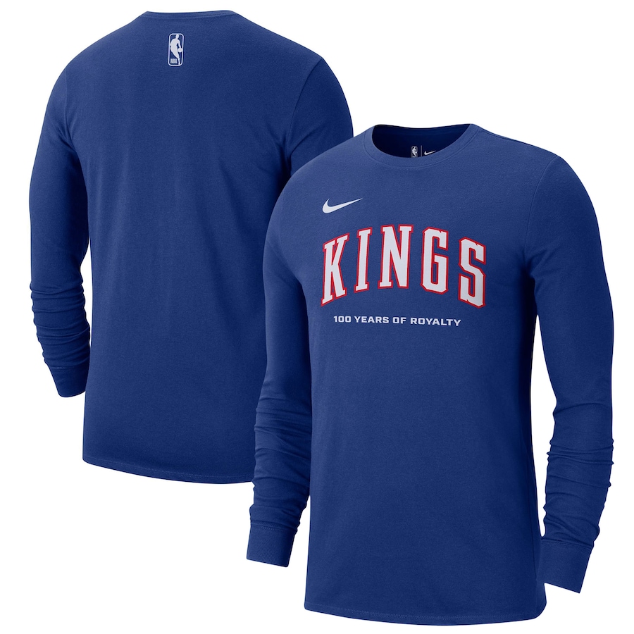 Men's Sacramento Kings Nike Blue 2024/25 City Edition Essential Logo Long Sleeve T-Shirt - ujerseystore