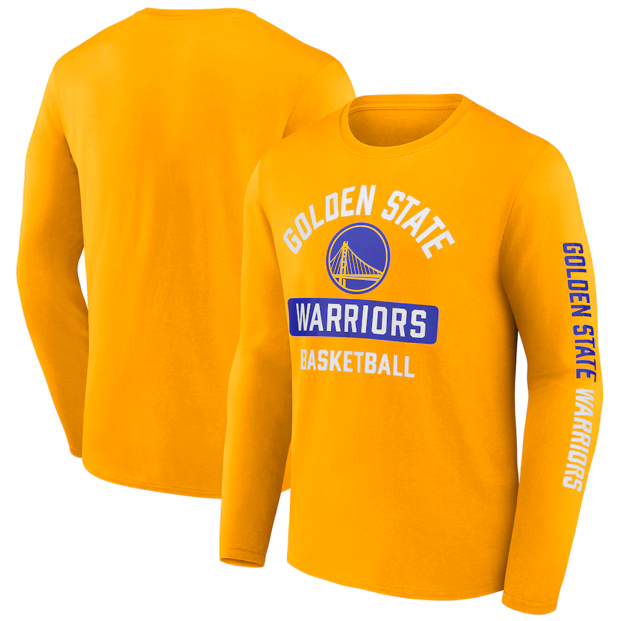 Men's Golden State Warriors  Fanatics Gold Long Sleeve T-Shirt - ujerseystore