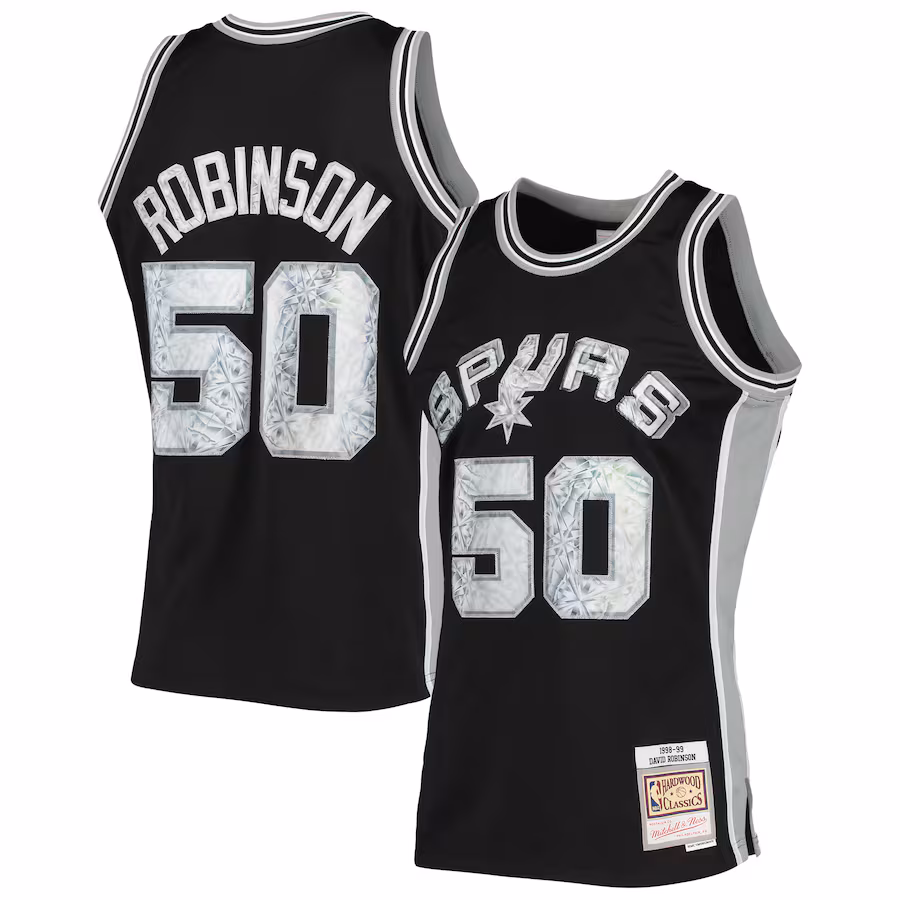 Men's San Antonio Spurs David Robinson Mitchell & Ness Black 1998/99 Hardwood Classics NBA 75th Anniversary Diamond Swingman Jersey - ujerseystore