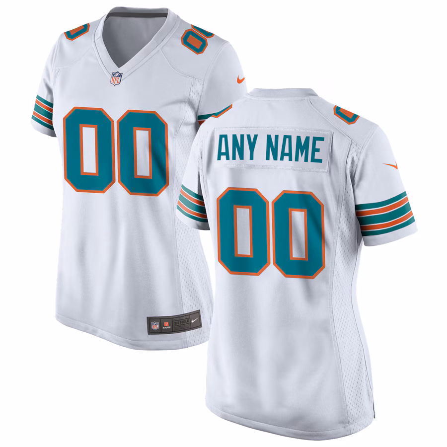 Women's Miami Dolphins Nike White Alternate Custom Game Jersey - ujerseystore