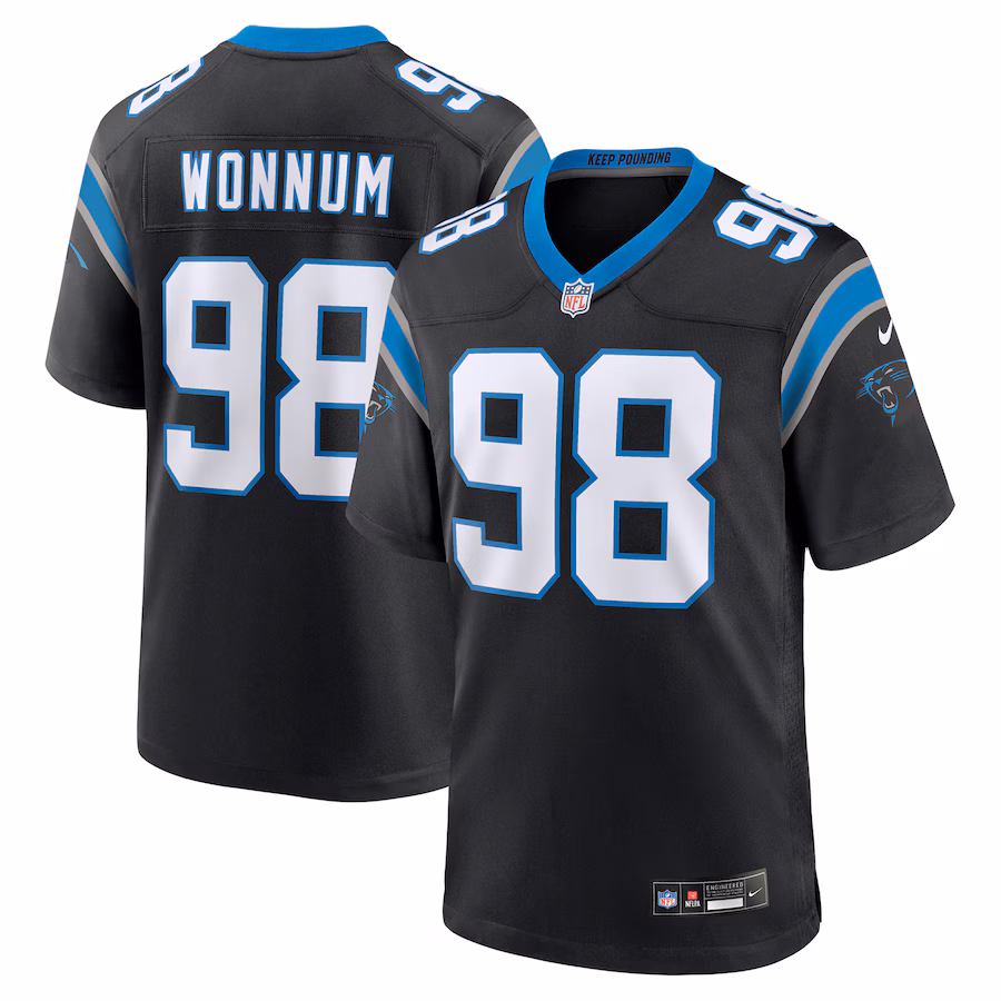 Men's Carolina Panthers D.J. Wonnum Nike Black Game Jersey - ujerseystore