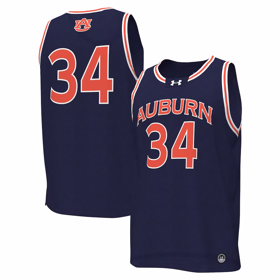 #34 Auburn Tigers Under Armour Replica Basketball Jersey - Navy - ujerseystore