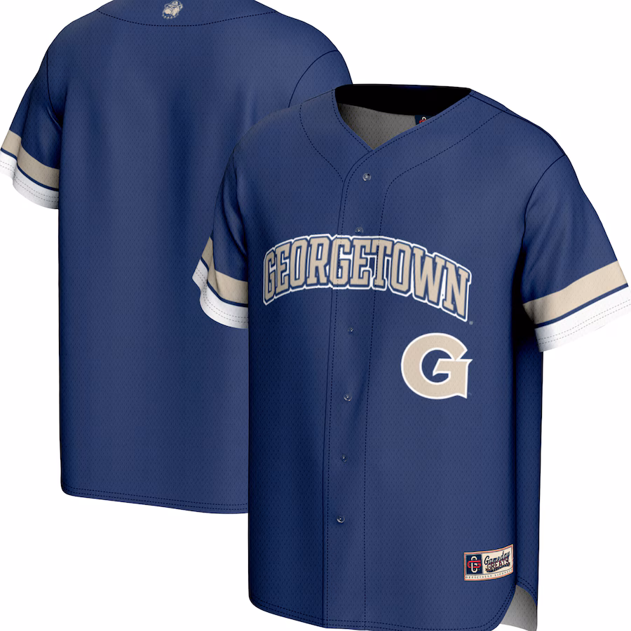 Men's GameDay Greats Navy Georgetown Hoyas Spirit Baseball Jersey - ujerseystore