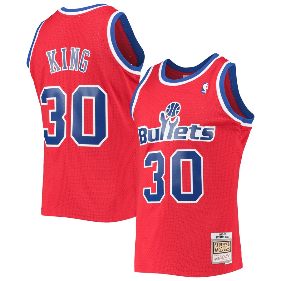 Men's Washington Bullets Bernard King Mitchell & Ness Red 1990/91 Hardwood Classics Swingman Jersey - ujerseystore
