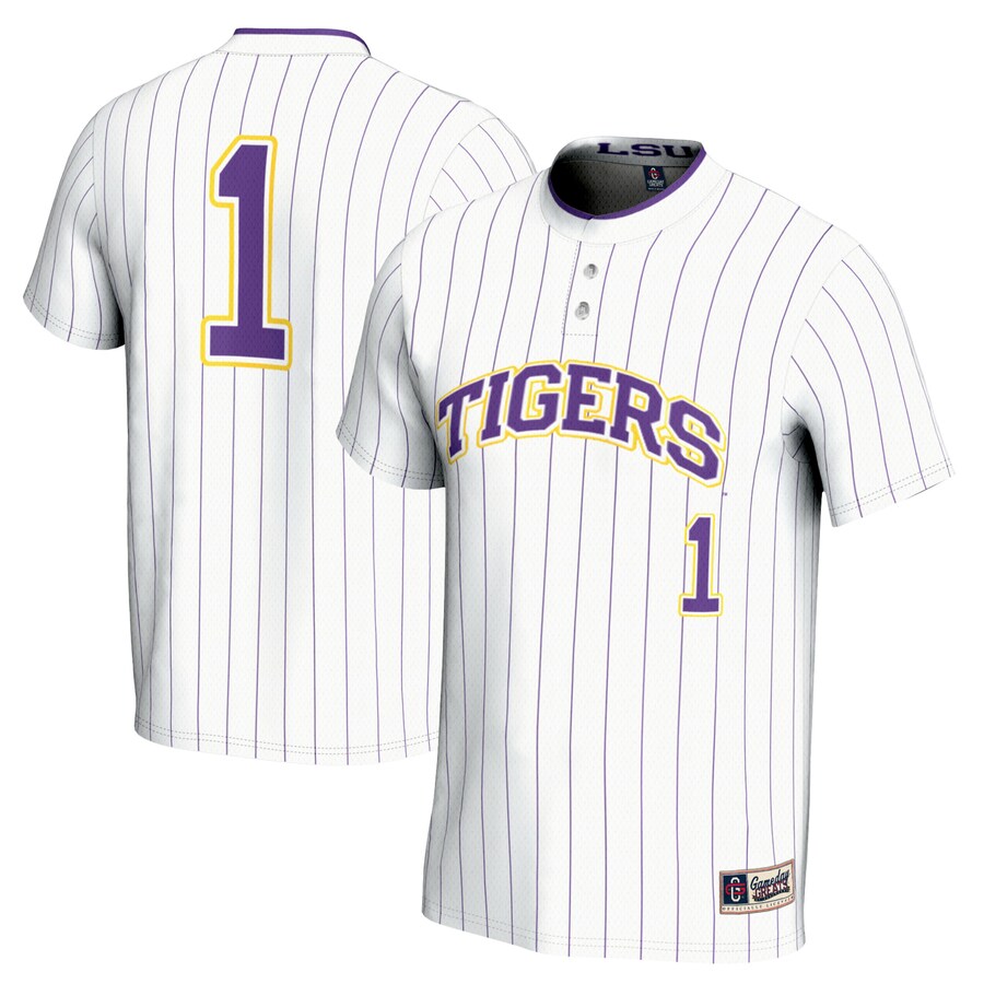 #1 LSU Tigers GameDay Greats Unisex Lightweight Softball Jersey - White - ujerseystore