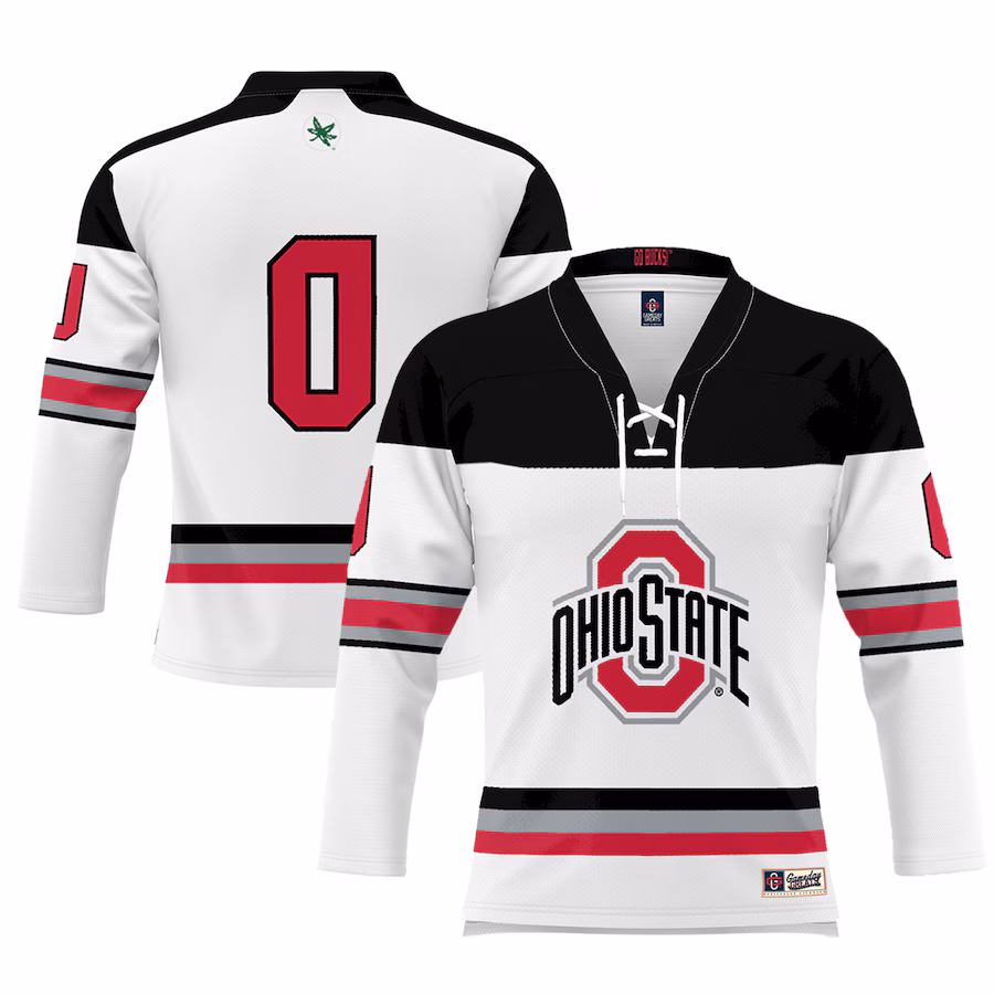 Unisex GameDay Greats #0 White Ohio State Buckeyes Women's Hockey Jersey - ujerseystore