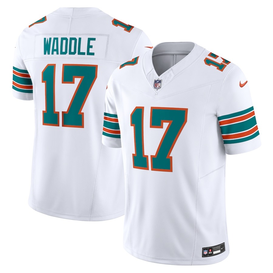 Men's Miami Dolphins Jaylen Waddle Nike White Vapor F.U.S.E. Limited Jersey - ujerseystore