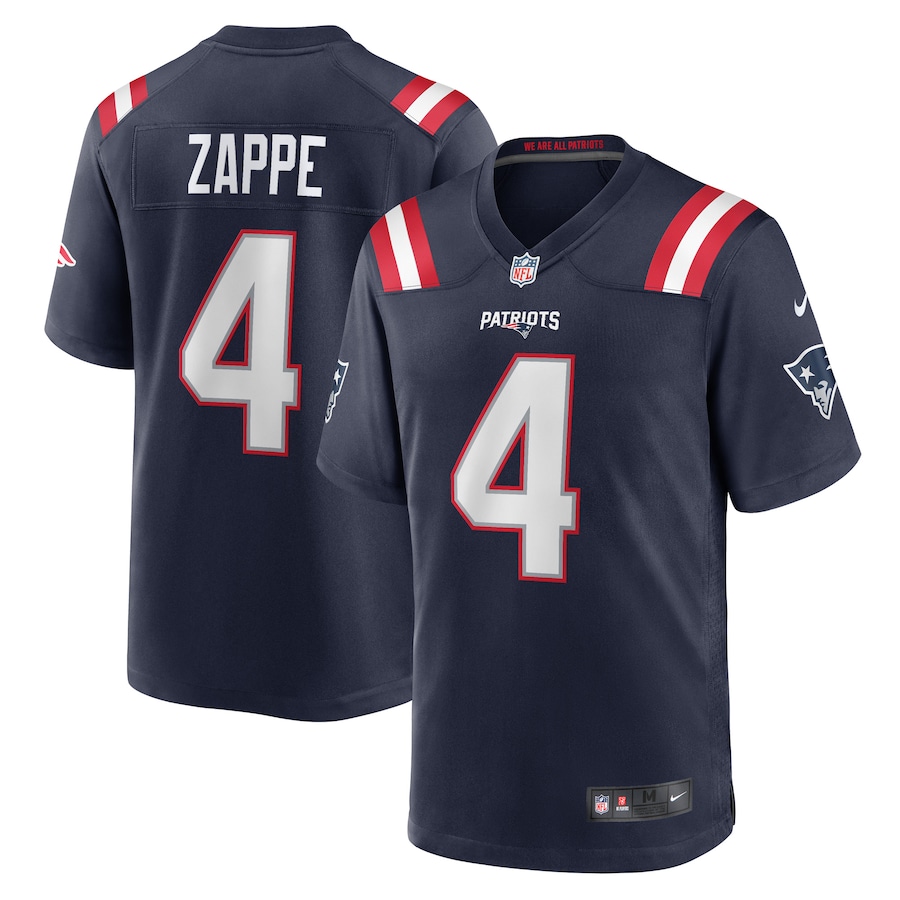 Men's New England Patriots Bailey Zappe Nike Navy Game Player Jersey - ujerseystore