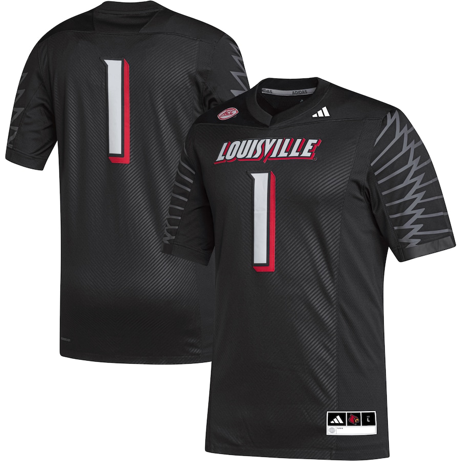 Men's adidas #1 Black Louisville Cardinals Premier Football Jersey - ujerseystore