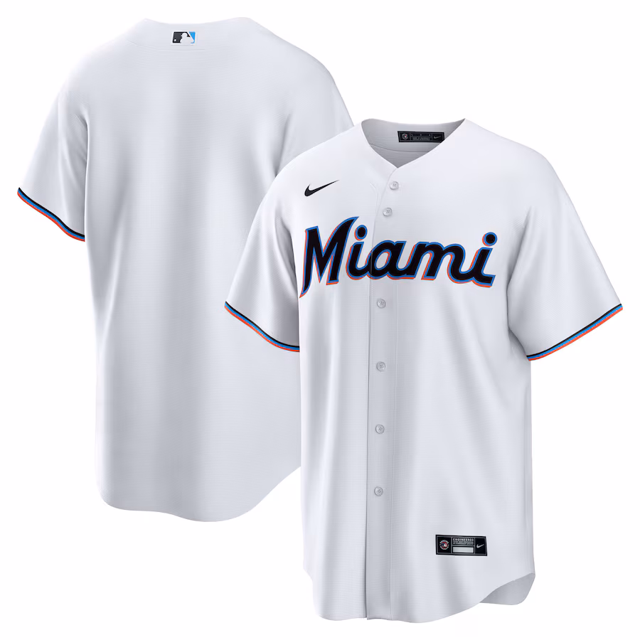 Men's Miami Marlins Nike White Home Blank Replica Jersey - ujerseystore