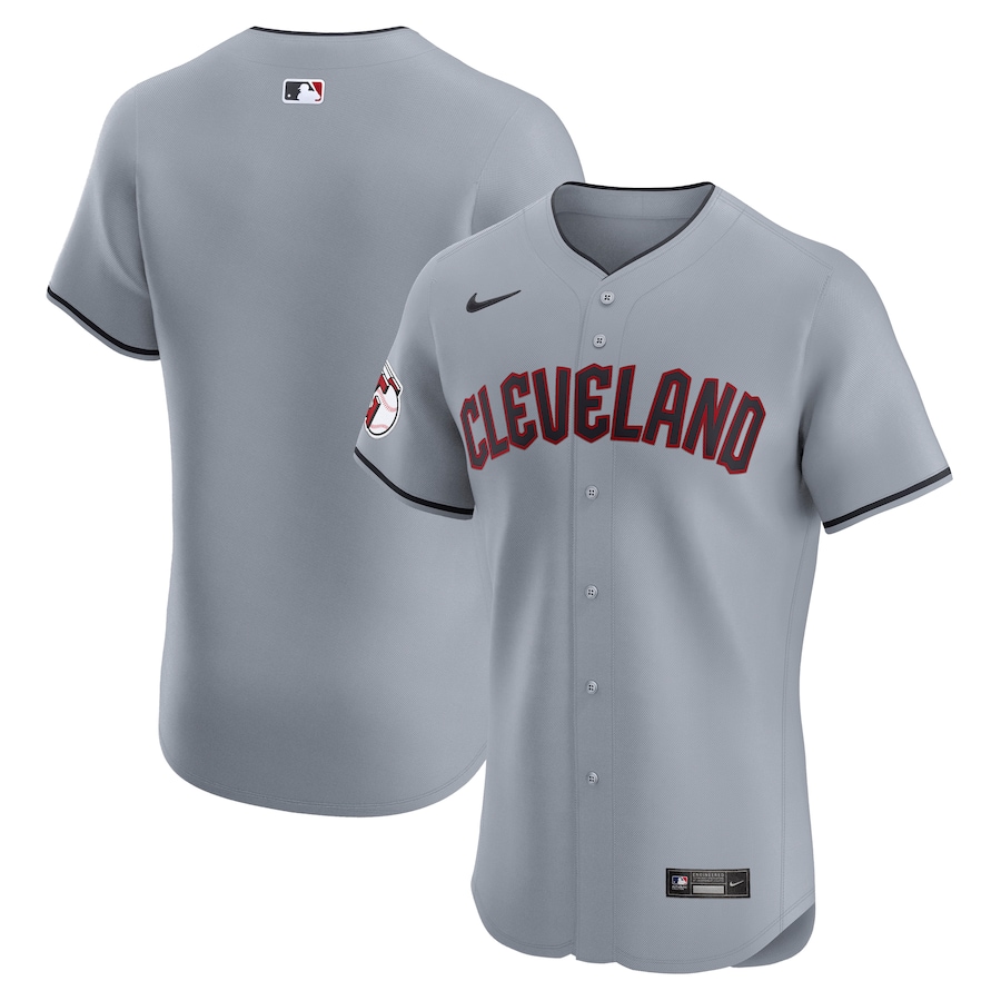 Men's Cleveland Guardians Nike Gray Alternate Vapor Premier Elite Patch Jersey - ujerseystore