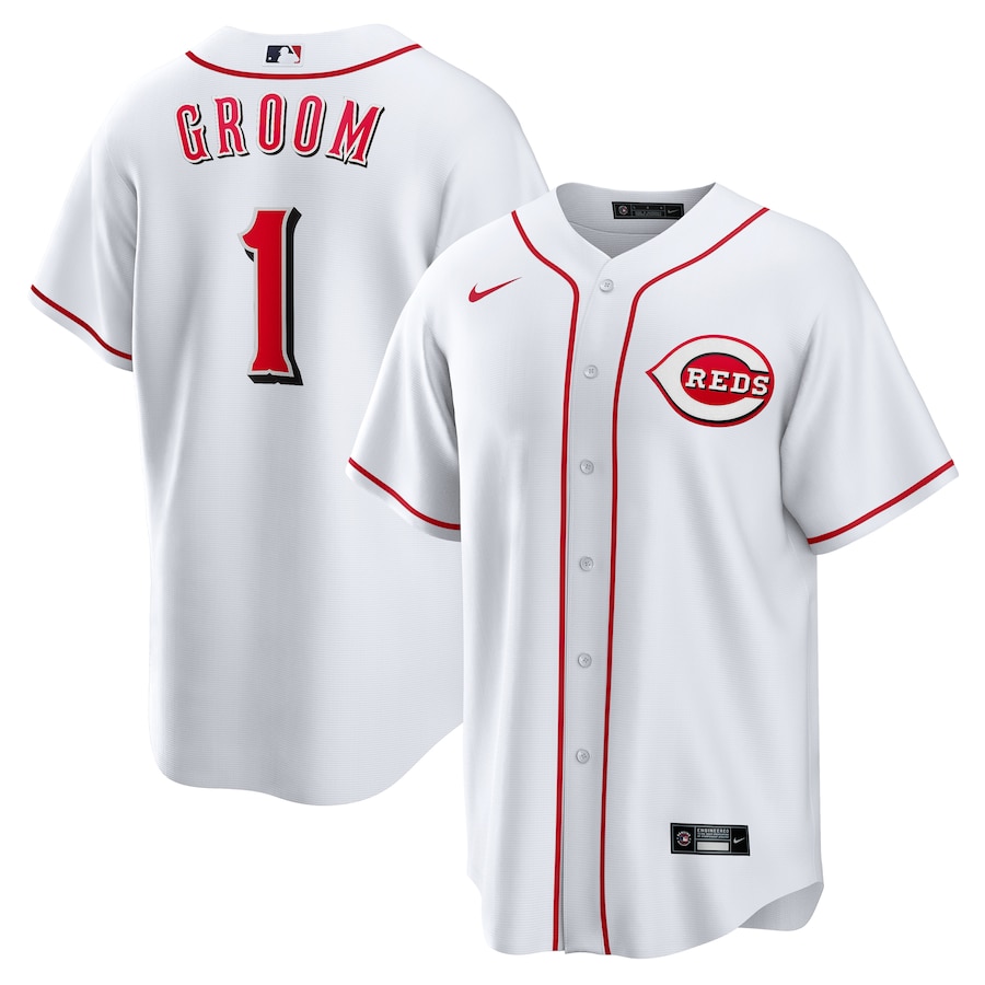 Men's Cincinnati Reds Nike White #1 Groom Home Replica Jersey - ujerseystore