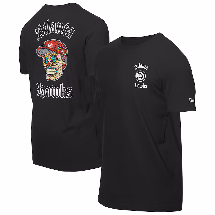 Men's Atlanta Hawks New Era Black Sugar Skulls T-Shirt - ujerseystore