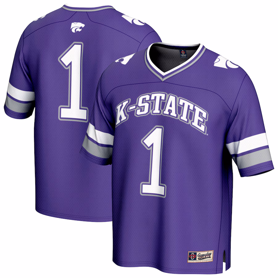 Youth GameDay Greats #1 Purple Kansas State Wildcats Lightweight Collegiate Football Fashion Jersey - ujerseystore