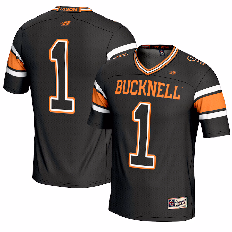 Youth GameDay Greats #1 Black Bucknell Bison Endzone Football Jersey - ujerseystore