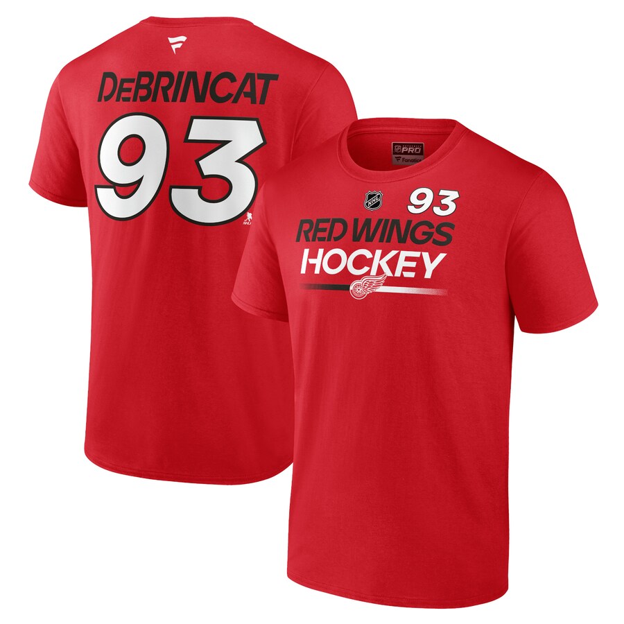 Men's Detroit Red Wings Alex DeBrincat Fanatics Red Authentic Pro Prime Name & Number T-Shirt - ujerseystore