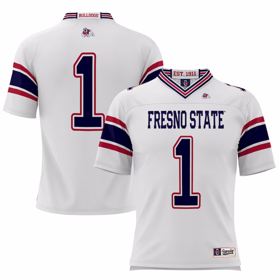 #1 Fresno State Bulldogs GameDay Greats Youth Football Jersey – White - ujerseystore