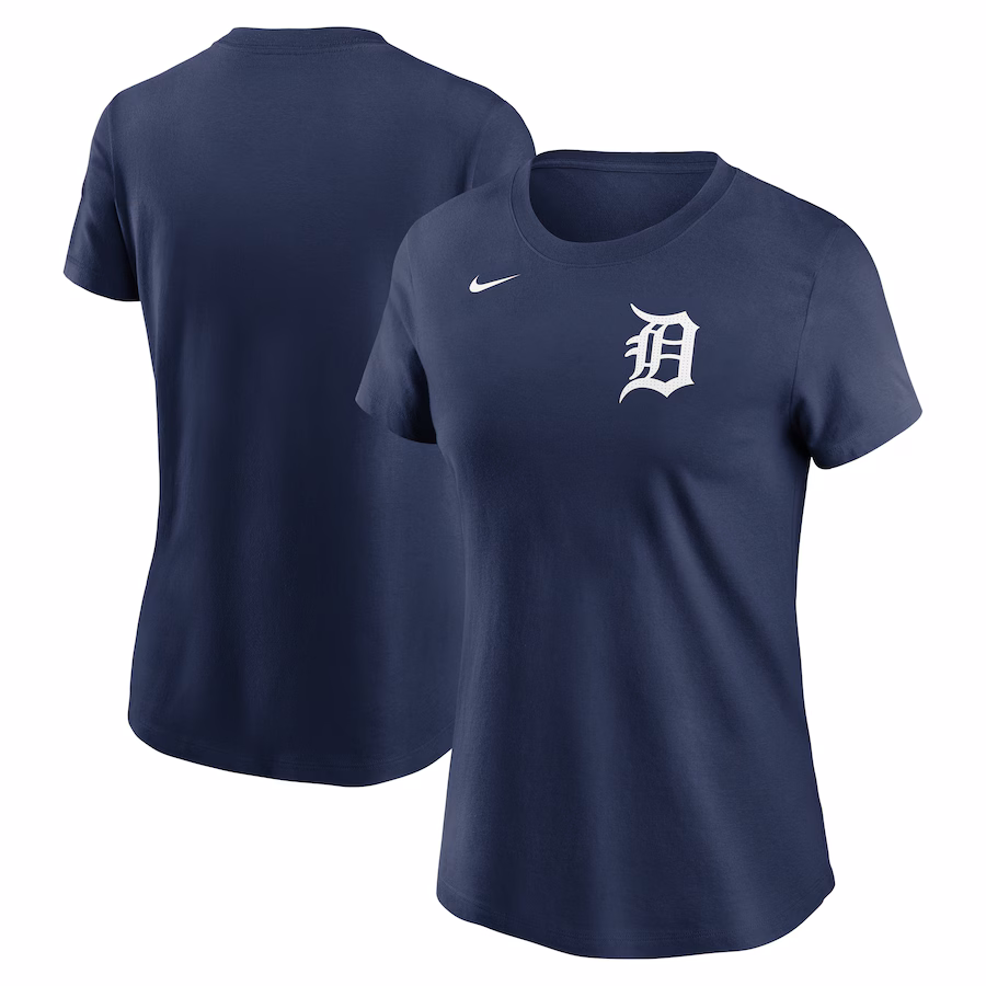 Women's Detroit Tigers Nike Navy Fuse Wordmark T-Shirt - ujerseystore