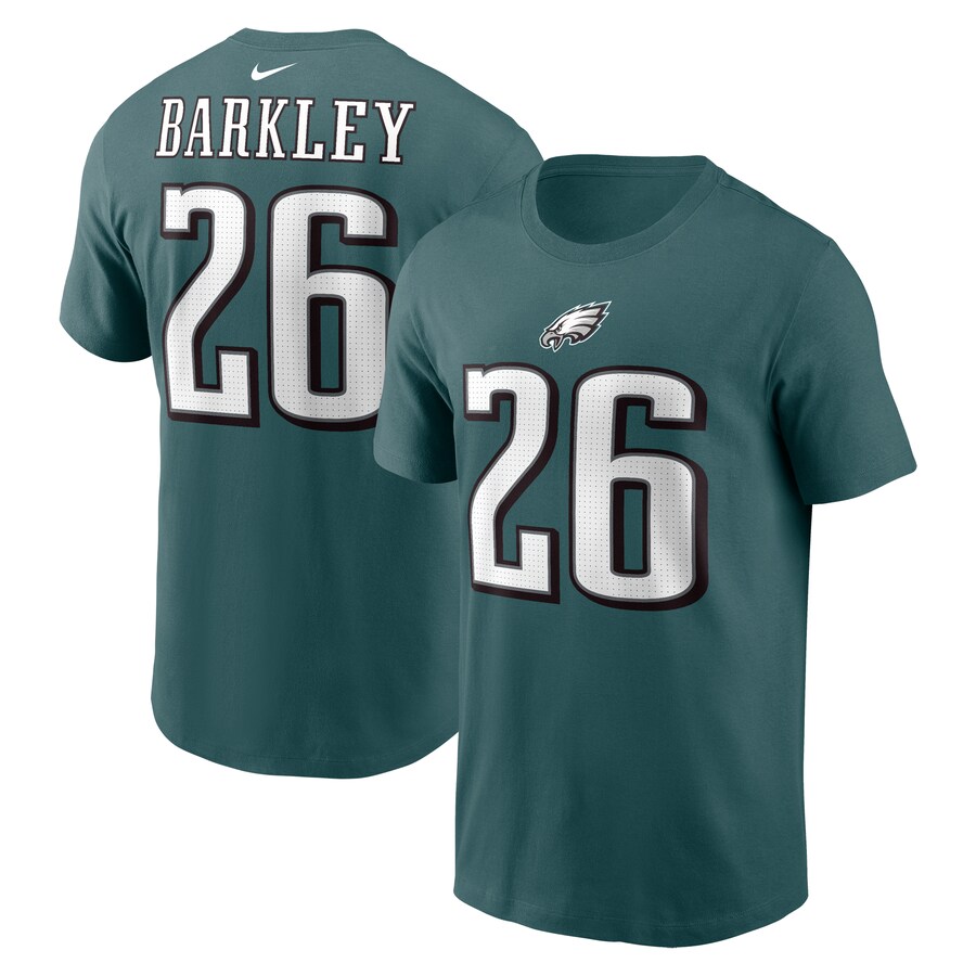 Men's Philadelphia Eagles Saquon Barkley Nike Midnight Green Player Name & Number T-Shirt - ujerseystore