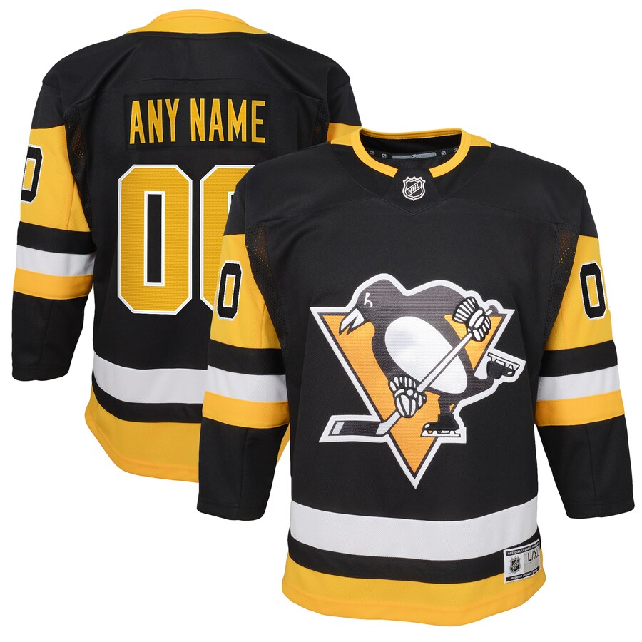 Youth Pittsburgh Penguins Black Home Premier Custom Jersey - ujerseystore