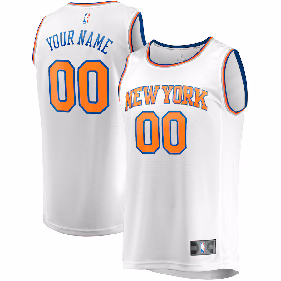 Men's New York Knicks Fanatics White Fast Break Custom Replica Jersey - Association Edition - ujerseystore