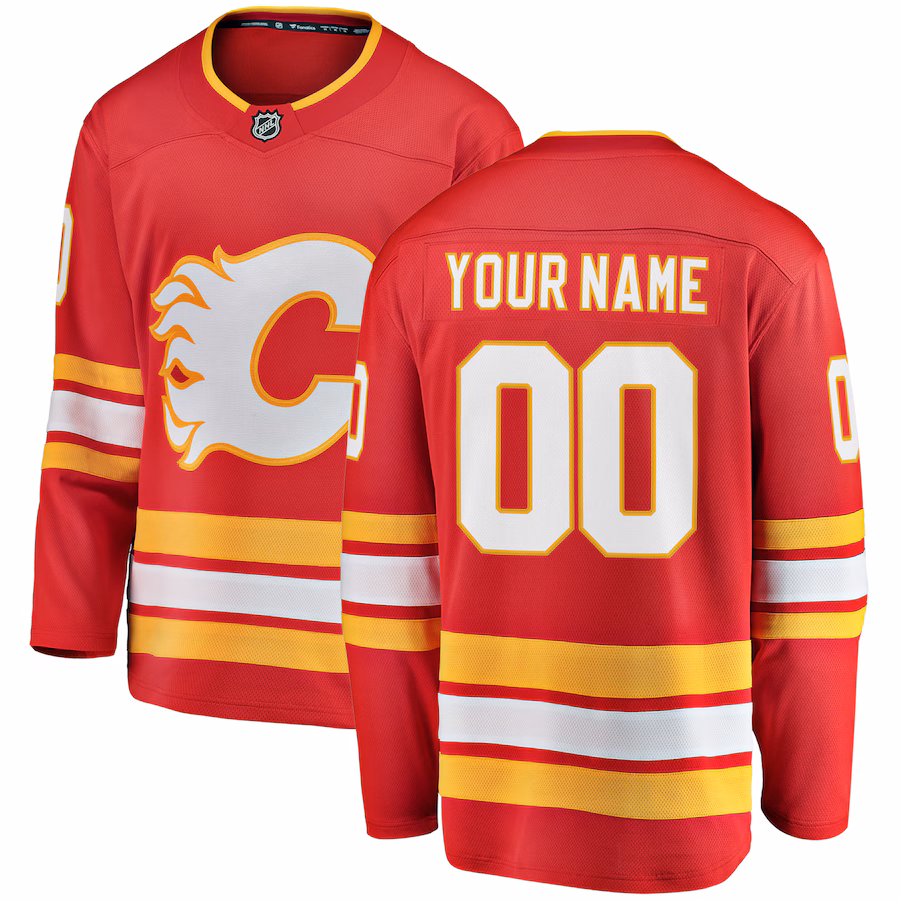 Men's Calgary Flames Fanatics Red Home Breakaway Custom Jersey - ujerseystore