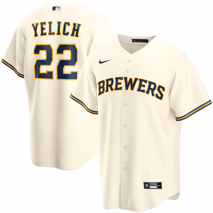 Youth Milwaukee Brewers Christian Yelich Nike Cream Home Replica Player Jersey - ujerseystore