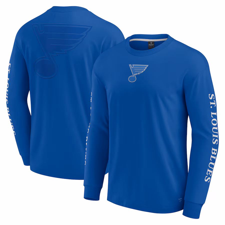 Men's St. Louis Blues Fanatics Blue Elements Strive Long Sleeve T-Shirt - ujerseystore