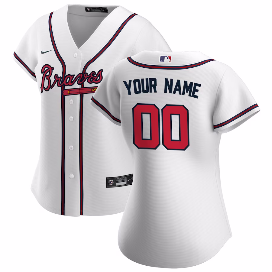 Women's Atlanta Braves Nike White Home Replica Custom Jersey - ujerseystore