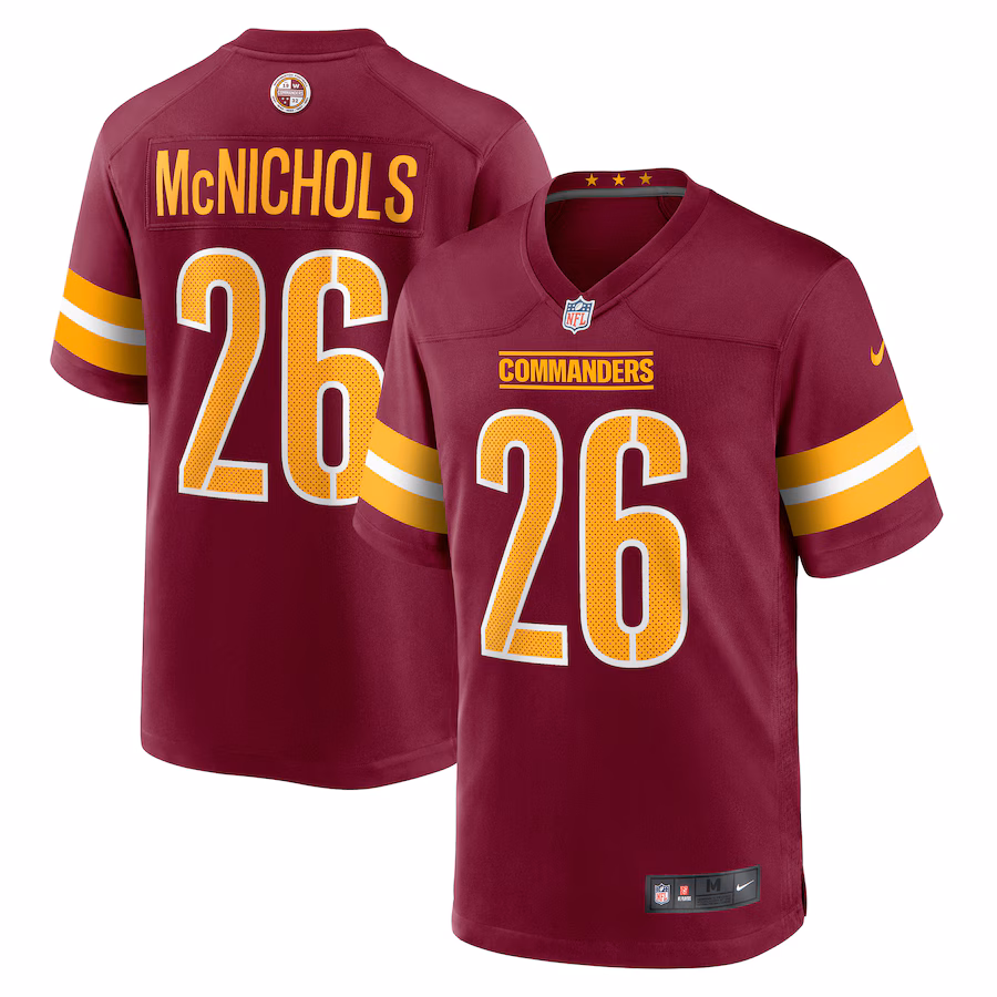 Men's Washington Commanders Jeremy McNichols Nike Burgundy Game Jersey - ujerseystore