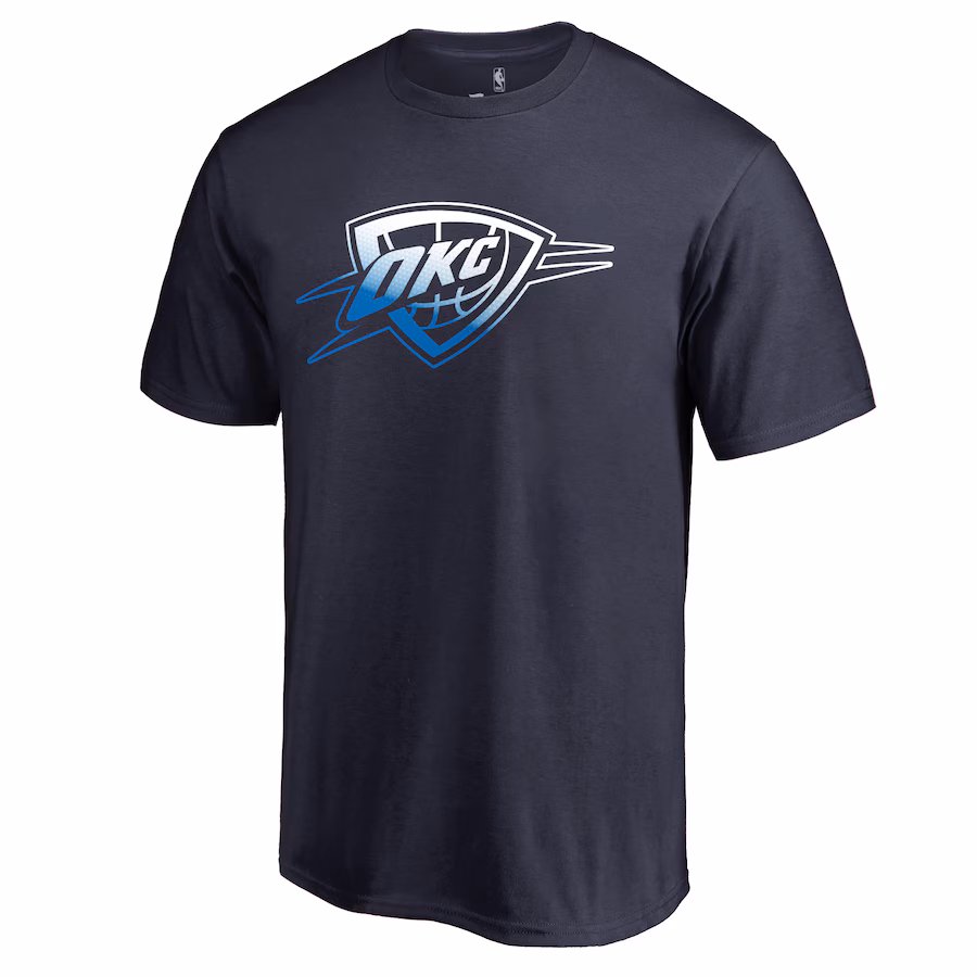 Men's Oklahoma City Thunder Navy Gradient Logo T-Shirt - ujerseystore