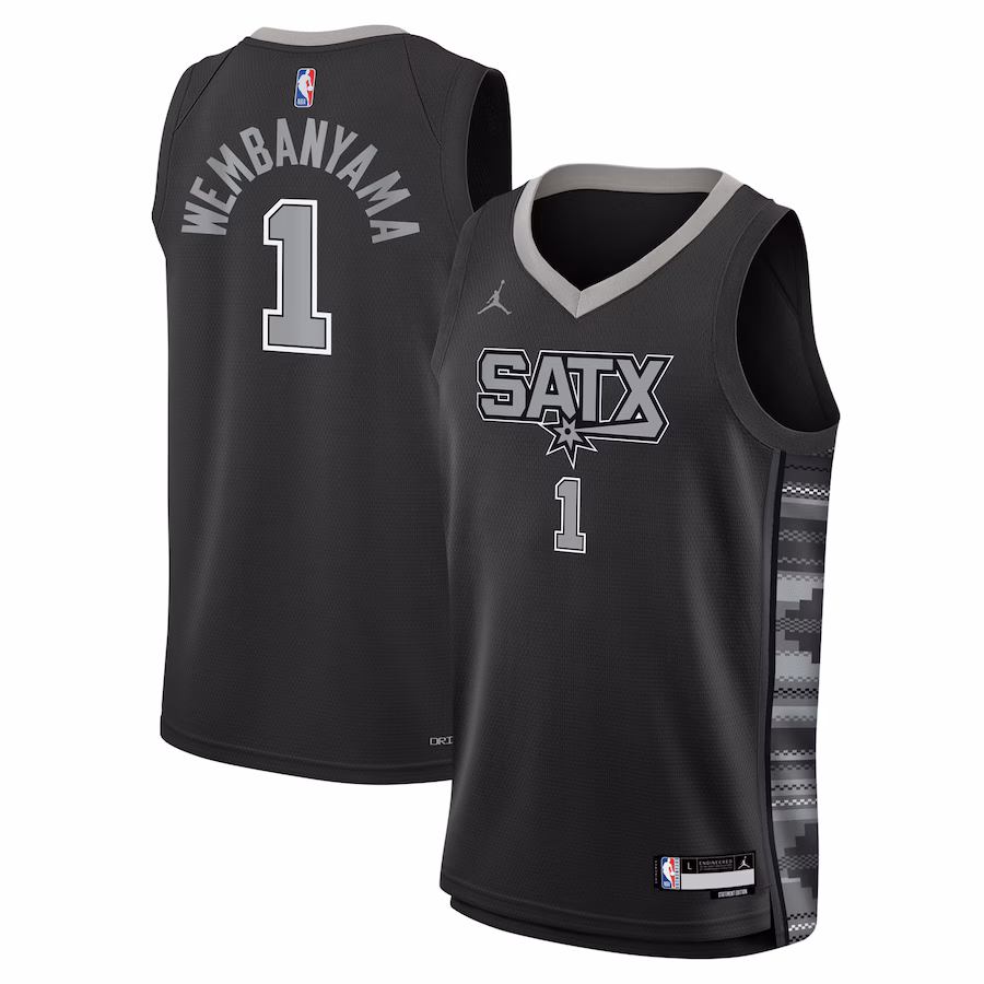 Youth San Antonio Spurs Victor Wembanyama Jordan Brand Black Swingman Jersey - Statement Edition - ujerseystore
