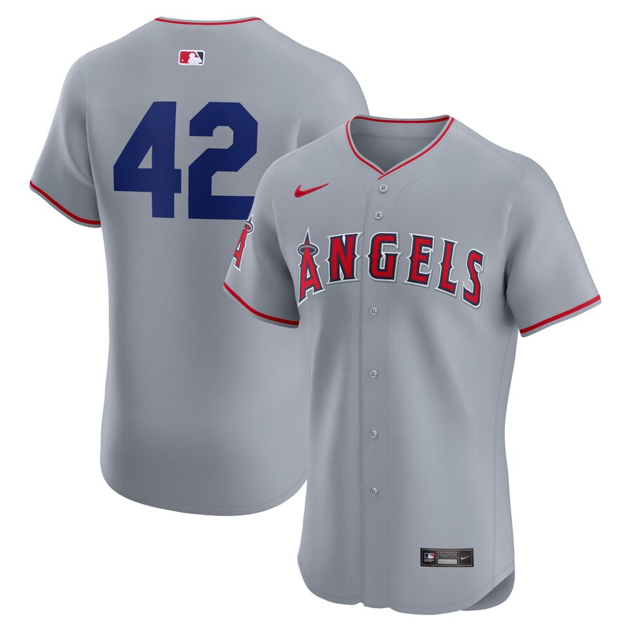 Men's Los Angeles Angels Nike Gray Road 2024 Jackie Robinson Day Elite Jersey - ujerseystore