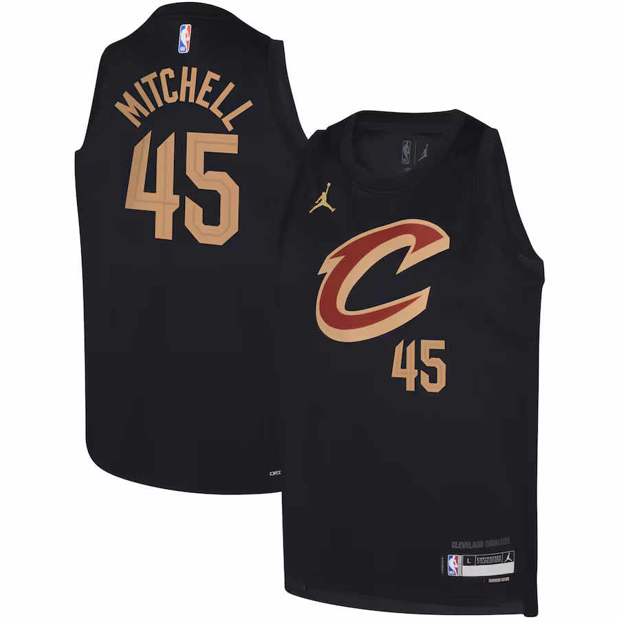Youth Cleveland Cavaliers Donovan Mitchell Jordan Brand Black Swingman Jersey - Statement - ujerseystore